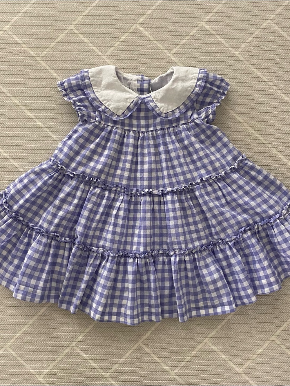Janie and Jack Lavender Gingham Collared Dress Girl’s Size 18-24M